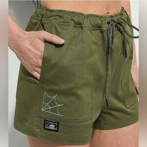 Lurking Class Green Spiderweb Shorts